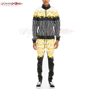 Survêtement d'hiver pour homme avec veste à cordon de serrage et pantalon assorti, look streetwear élégant, personnalisable, 100% polyester respirant - Product Image 1