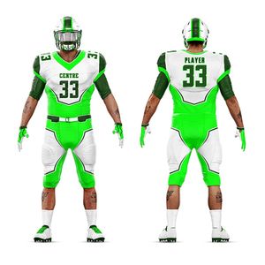 Venta al por mayor de paquetes de uniformes de fútbol americano directo de fábrica de diseño personalizado Durable Estirable Jerseys y Pantalones para el deporte del club - Product Image 6