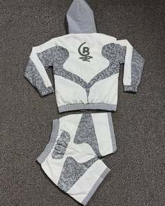 Sweat-shirt de jogging en nylon personnalisé boutonné ensemble de joggers à capuche coupe-vent sweat à capuche brodé pantalons de survêtement survêtements pour hommes - Product Image 5