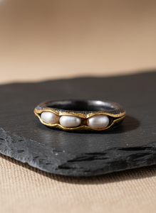 Bague en argent 925 plaqué or 18 carats avec pierre précieuse en perle naturelle, fabriquée à la main, pour mariage, fiançailles, fête, anniversaire, cadeau - Product Image 4