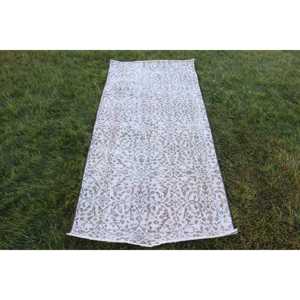 Alfombra de 3x6.4 pies, Alfombra Turca Vintage, Alfombra de Lana Blanca - Product Image 1
