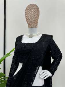 Detalles Lehengha Tejido Satén Seda Hilo de trabajo con Sequnce Tamaño Hasta 44 Interior - Product Image 3