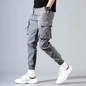 Men's <b>Black</b> Cargo Sweatpants Elastic Waist Drawstring Multiple Pockets Casual Jogger <b>Pants</b> Winter Wear 100% Cotton Breathable - Product Image 3