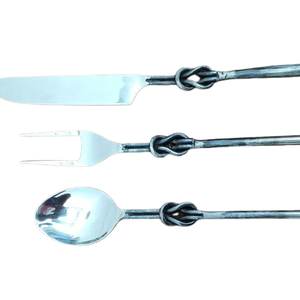Ensemble de couverts médiévaux de haute qualité, cuillère et fourchette en argent, nouvel ensemble de couverts en métal élégant pour la cuisine - Product Image 1