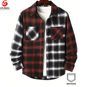 Chemises en flanelle popeline d'automne personnalisées de qualité supérieure pour hommes, coton/fibre de bambou de haute qualité, séchage rapide, respirantes, décontractées - Product Image 3