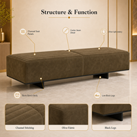 Banc rembourré moderne en bois tufté vert olive pour chambre à coucher, bout de lit et mobilier de maison