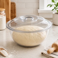 Transparante ronde plastic komdeksel, makkelijk schoon te maken, huishoudelijke keukenopberg, 9L voedselbereidings- en mengbak, klassieke stijl, aanpasbaar