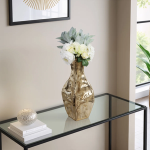 Ribbed Design Gold Metal Flower <b>Vase</b> with Elegant Brass Finish Decorative Pot for Luxury Home Decor & Stylish Floral Arrangement - Product Image 6