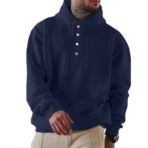 Sweat-shirt surdimensionné épais et lourd en coton 100% de 400 g/m², personnalisable en gros, nouveau style, bouton sur le devant, 2025 - Product Image 6