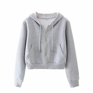 Ventes en gros de sweats à capuche décontractés avec logo personnalisé, imprimés, pour la salle de sport, jogging, hauts pour femmes, sweats à capuche courts - Product Image 2