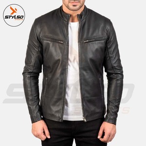 Men's Leather Jacket for Biker <b>Distressed</b> Genuine Lambskin <b>Top</b> Quality Material Wholesale Price - Product Image 3