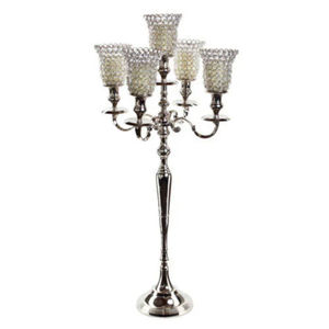 Candelabro de Metal plateado con cuentas de cristal 2024 de último diseño para el hogar, Hotel, Iglesia y restaurante, soporte de Decoración de mesa - Product Image 1