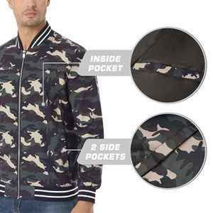 Streetwear de poche hiver imperméable brodé impression de logo personnalisé vente en gros de blouson bombardier hiver en satin pour hommes - Product Image 4