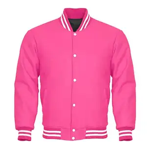 주문 디자인 공백 보통 모직 분홍색 Letterman 재킷 주문 색깔 남자 야구 재킷