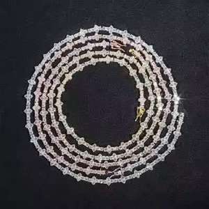 Cadena cubana de diamantes cultivados en laboratorio en oro amarillo, joyería de lujo con corte redondo, cadenas finas y collares para hombre. - Product Image 1