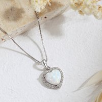 Dyslam – collier ras du cou en forme de cœur pour femme, breloque personnalisée, plaqué or 18k, opale bleue