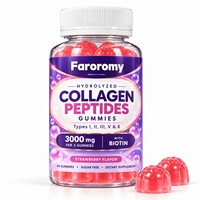 Gummies de Collagène Hydrolysé en Gros OEM 3000mg Sans Sucre Biotine 2500mcg Fraise Soutien Cheveux Peau Ongles 60 Pièces