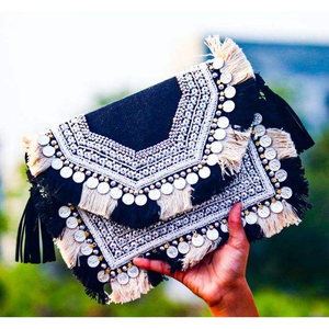 กระเป๋าคลัทช์หนังแท้ปักลูกปัดสไตล์วินเทจอินเดีย ทำมือ ปรับแต่งได้ สำหรับผู้หญิง แฟชั่นกระเป๋าสะพาย - Product Image 6