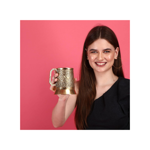 Handcrafted Brass Beer Mug | Vintage Engraved Metal Tankard <b>Cup</b> <b>for</b> Bar Decor Party Drinkware Home Display Gift Collection - Product Image 4