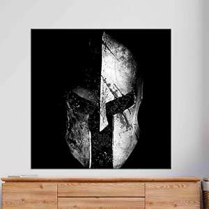 หมวกนักรบสปาร์ตัน Molon Labe ผ้าแคนวาส: ของตกแต่งผนังสีดำและสีขาวสไตล์โมเดิร์น, ผ้าแคนวาสแบบห่อ - Product Image 1