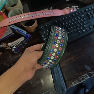 Premium Quality Soft Padded Crystalize Pet Collar Luxury Design Tooled Dog Collar Leather Dog <b>Belt</b> at Wholesale Price Halsbands - Product Image 6