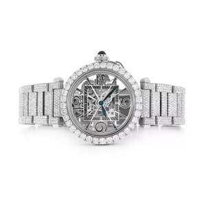 นาฬิกาผู้ชายสไตล์ฮิปฮอปประดับเพชรตกแต่งตามแบบของผู้ชาย VVS ความชัดเจนสแตนเลสสตีลบลิงอัตโนมัติควอตซ์แฟชั่นโบราณ - Product Image 1