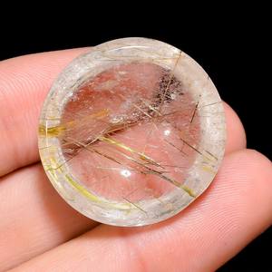 Hecho a mano parte posterior plana oro rutilo cuarzo cabujón piedra preciosa Natural 26x26x11mm 66,5 Ct uso listo para la fabricación de joyas pulido - Product Image 2