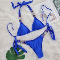 PASUXI Nouvelle Collection Maillots de Bain Femme Été Sexy Bikinis pour Jeunes Filles Ensemble Taille Haute Halter Tenue de Plage Style Tankini Rayé avec Cordon de Serrage