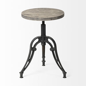 Table de salle à manger et comptoir de bar réglable en hauteur de style industriel, plateau rond en bois de manguier massif, table de salle à manger de bar de café pour 4 personnes - Product Image 2