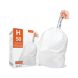 ถุงขยะพลาสติกคุณภาพพรีเมียมแบบมีเชือกรูด หนา ทนทาน สำหรับงานหนัก จำหน่ายส่ง ปริมาณมาก เกรดส่งออก ขายส่ง - Product Image 1