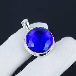 Colgante de Piedra Preciosa de Ágata Azul y Aguamarina, Plata de Ley 925 Maciza, Joyería Hecha a Mano, Colgante Boho de Cristal, Regalos de Navidad - Product Image 3