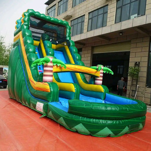 Tobogán Acuático Inflable Comercial de PVC Verde Mármol con Piscina y Brincolín Combinado para el Hogar - Product Image 1
