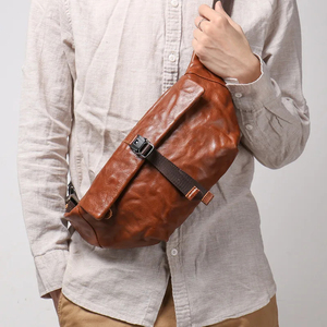 Bolso de pecho minimalista para hombre, bolso de hombro, microfibra, cuero sintético, cierre de cremallera, impermeable, uso diario, todas las estaciones - Product Image 5