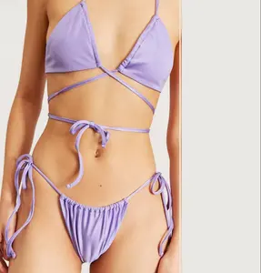 Custom Design Keys Sliding String Bikini Bottom Custom Printed Ladies Sexy Bikini Suits Brazilian Bathing Suit