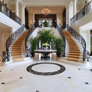 Tùy chỉnh hiện đại đôi cong đá cẩm thạch cầu thang thiết kế chuyên nghiệp cầu thang xoắn ốc cầu thang - Product Image 5