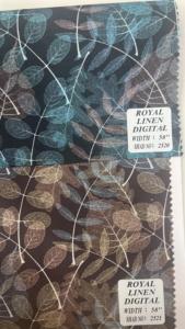 Tissu en lin royal teint et imprimé numériquement à motif feuillage, largeur 58 pouces, respirant, poids moyen, tissé, 100 % lin, pour chemises et chemisiers - Product Image 2
