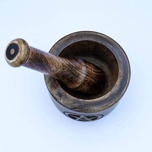 Wooden <b>Mortar</b> and Pestle Garlic Masher Hand Grinder Crusher Kitchen Gadgets Masala <b>Mixer</b> Manual Bowl Seasonings Pill Crusher - Product Image 3