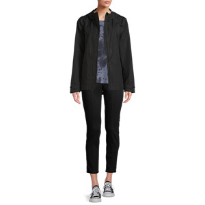 New Fashion Women's <b>Black</b> Hooded Waterproof <b>Windbreaker</b> Jacket With Zipper Closure Full Sleeve Utility Style Autumn Wear - Product Image 4