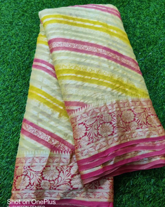Sari Banarasi, Tejido a Máquina, Patrón Tradicional Zari, Blusa sin Coser, Protección Solar, Secado Rápido, Corte Regular, Todas las Temporadas - Product Image 2