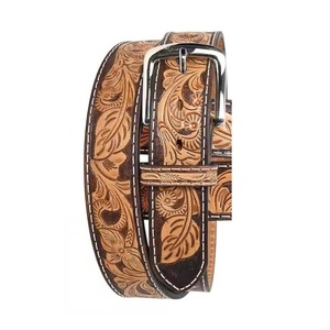 Premium Western Designer Floral usiné à la main de haute qualité ceinture en cuir véritable ceinture unisexe ceinture à la mode fabricants indiens - Product Image 3