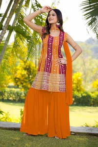 Diseñador bordado Sharara traje elegante tradicional boda festivales desgaste trabajo hecho a mano detalle Salwar estilo para especial - Product Image 6