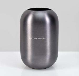 High Quality Metal Flower <b>Vase</b> Shiny Grey Finished for Home Living Room Table Decoration Flower <b>Vases</b> <b>Set</b> of <b>3</b> - Product Image 2