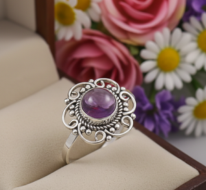 Anillo de Plata de Ley 925 con Amatista Hecho a Mano para Bodas, Aniversarios, Regalo de Cumpleaños - Product Image 3