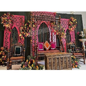 Panneaux de fond découpés au laser colorés pour les mariages pakistanais Écrans découpés au laser pour scène musulmane Décorations de mariage Scène moderne en métal - Product Image 1