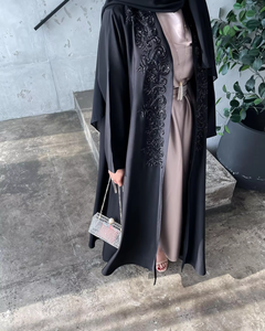 Vêtements islamiques turcs en soie satinée anti-rides de luxe sur mesure pour femmes de petite taille, manches longues, Dubaï, musulman - Product Image 6