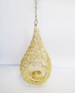 Premium Fancy Iron Nickel Plated Perforated Fancy T-Light Votive Holder Simple Design High Quality <b>Hanging</b> <b>Candle</b> Votive Holder - Product Image 2