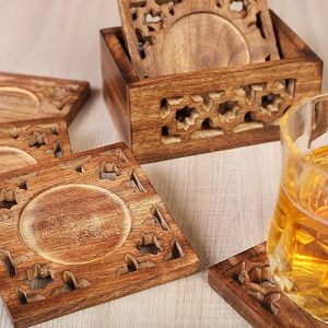 ที่รองแก้วไม้ไผ่คลาสสิกของตกแต่งบ้านเป็นมิตรต่อสิ่งแวดล้อมพรมและแผ่นรองวอลนัท - Product Image 6