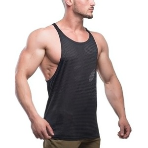 <b>Fishnet</b> Mesh See-Through Polyester Flatlock Seam Tank Top Bodybuilder Gym Muscle Fitted Tank Top With Close Strap For Power Lift - Product Image 5