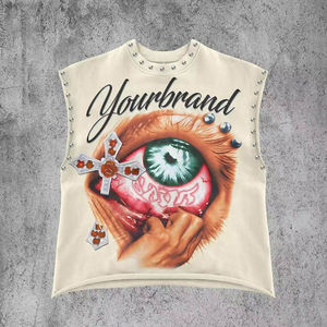 Camisetas sin Mangas de Alta Calidad 2026, Camisetas con Pedrería Lavadas al Ácido, Camisetas sin Dobladillo, Fabricación Personalizada de Camisetas - Product Image 4