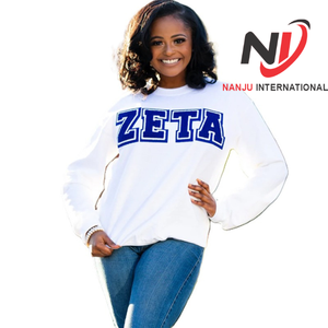 Vente en gros personnalisé Ribbing Zeta Phi Beta Sweats Chenille Broderie Lettres Grecques Sororité Sweat ZPB Sweats À Capuche - Product Image 5